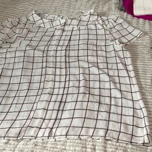 Loft Cream Window Pane Peter Pan Collar Top